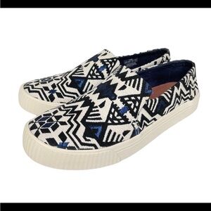 Toms Stellar Blue Metallic Jacquard Women's Sunset Slip-Ons Shoes